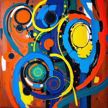 Curling winding colorful abstract shapes