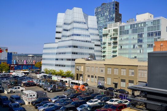 Architect Frank Gehry's white glass IAC Building, InterActiveCorp's headquarters in the Chelsea neighborhood of Manhattan, New York City, United States of America