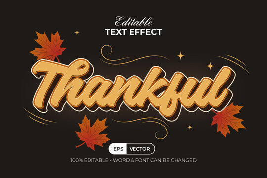 Thankful Editable Text Effect Autumn Theme Style.