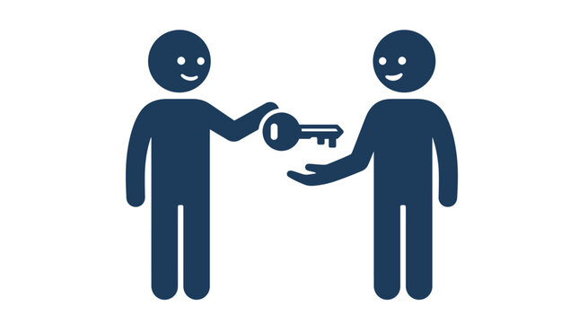 Handing Over Key Icon: Transferring Ownership, Access, or Opportunity