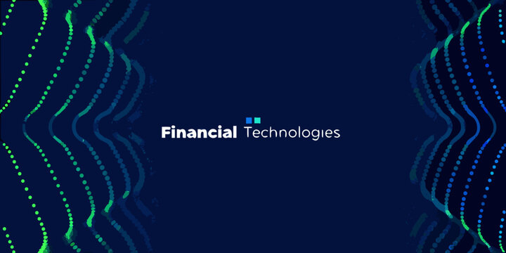 financial technologies text on dark blue background with glowing lines fintech finance technology modern abstract wave pattern digital data network innovation business corporate