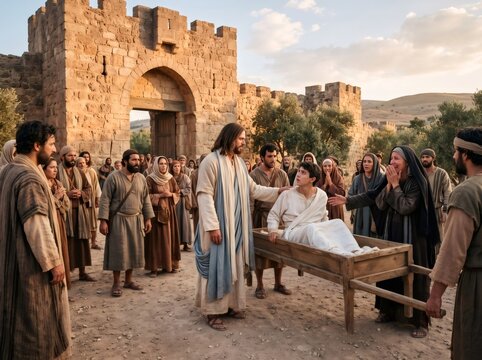 Jesus raising the son of the widow of Nain