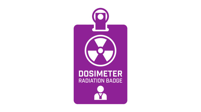 Purple Radiation Dosimeter Badge with Warning Symbol and Person Icon