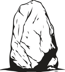 Single large boulder rock vector illustration with mountain landscape textured © MR