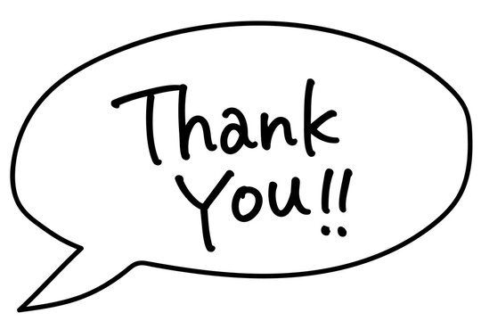 Hand drawn thank you message text
