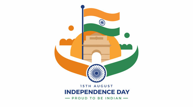 India Independence Day Flag Celebration with Tricolor Flagpole Monument.