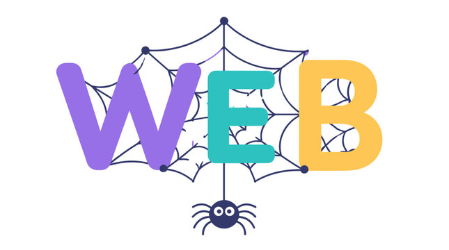 Spider on Web Silky Network Illustration.