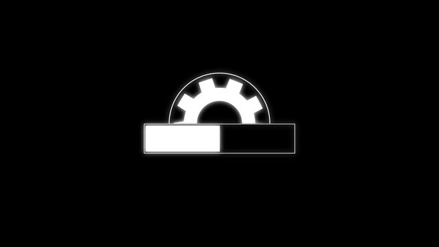 Gear mechanism rotates on black background showing three stages of movement process video cog rotation
