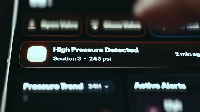 High Pressure Detected Alert on Pipeline Section 3 at 245 PSI