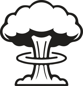 Nuclear explosion mushroom cloud vector icon graphic with explosion, mushroom