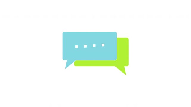 Animated blue and green speech bubbles for communication concept