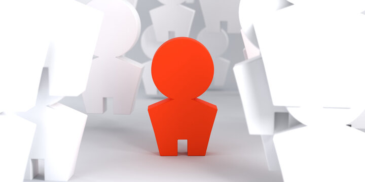 Outstanding Employee in a Crowd &ndash; 3D Business Concept of Leadership and Talent Recognition
