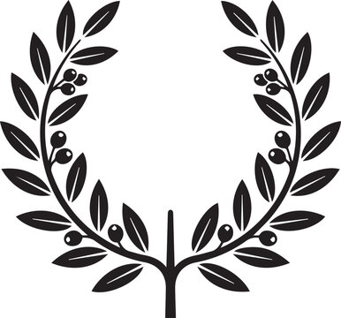 Olive Branch Wreath Symbol Vector Icon
