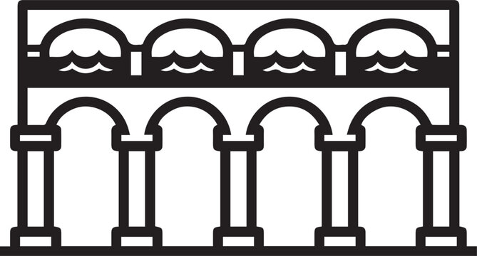 Ancient Roman Aqueduct Architecture Vector Icon