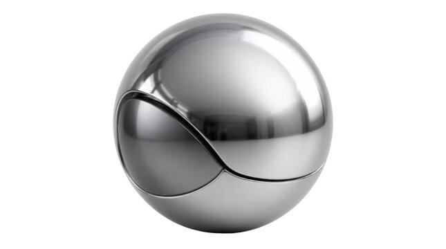 Metallic sphere with curved seam on Transparent Background