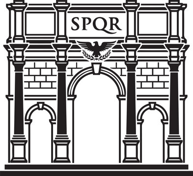 Ancient Roman Triumphal Arch Architecture Vector Icon