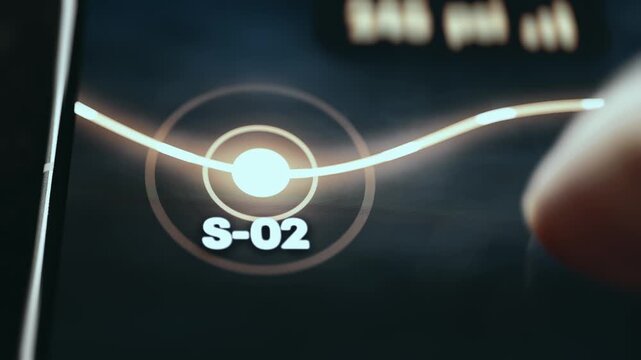 Glowing Pipeline Section Node S-02 on Dark Route Monitoring Interface