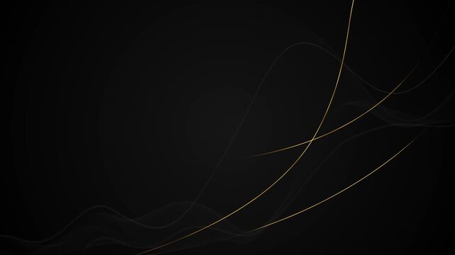 Luxury black background smooth golden curves, wave lines, soft shadows, elegant empty space. premium titles, award wedding intros, promos, finance visuals, classy motion overlays, upscale openers.