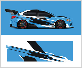 Fototapeta premium Dynamic Blue Racing Car Wrap Design