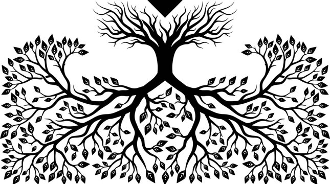 Sacred ashvattha tree in hindu cosmology vector