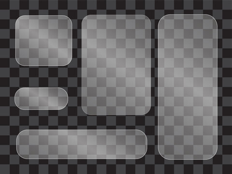 Variety of transparent glass or plastic frames and shapes for digital displays and mockups
