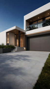 Modern Home Interior in a Luxury Apartment Building Featuring Elegant Architecture, Large Windows, and Sophisticated Residential Design