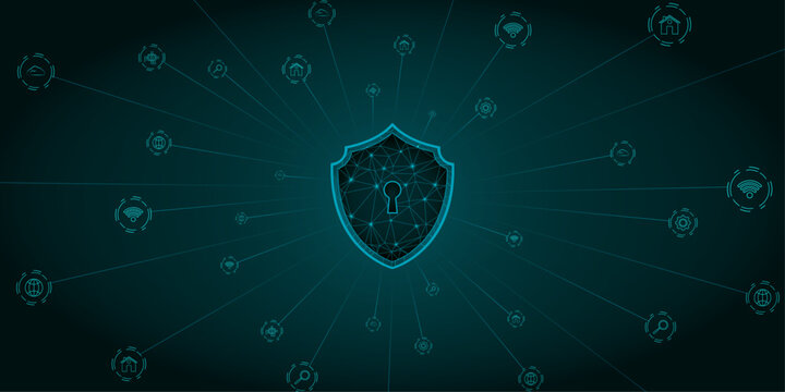 Cyber Secure Technology Background with Digital Network Protection Vector