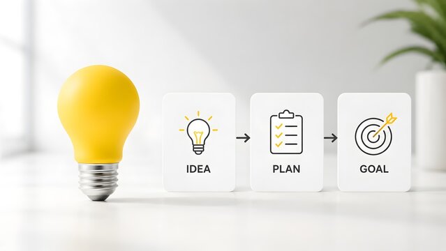 Transforming creative sparks into actionable plans and achieving strategic goals through a focused process.