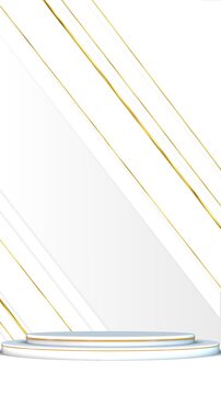 Minimal white product stage golden diagonal lines, soft shadows, polished podium, clean copy space. logo reveals, premium ads, event titles, fashion promos, invitation modern motion graphics.