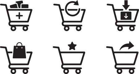 Shopping cart icons with various action symbols Vector © Nur