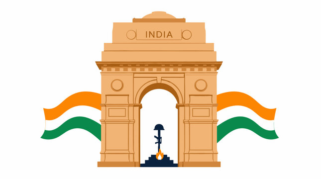 Indian Tricolor Arch Monument Gateway Artwork.