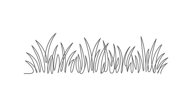 A continuous single line drawing of a patch of green grass.