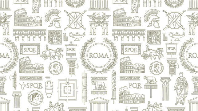 Ancient Roman Symbols Pattern Illustration