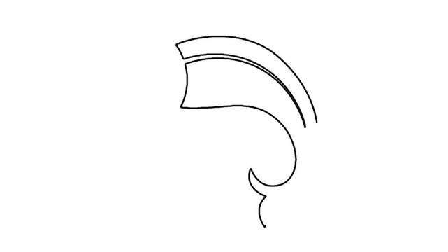 Minimalist line art animation of jumping fish illustration white background.