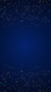 Digital blue pixel border tiny dots, abstract matrix pattern, deep copy space, glowing technology style. data , finance reports, app promos, coding intros, virtual screens, modern motion graphics.