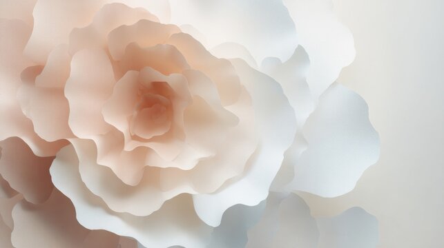 Soft pastel paper rose floral background for elegant wedding card, poster and stationery design