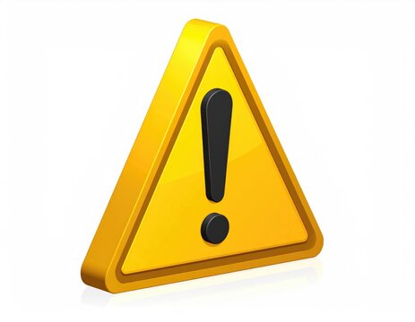 A bright yellow triangular warning symbol with a bold black exclamation mark
