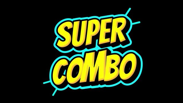 Super Combo Text glow Animation on black background landscape 4k video