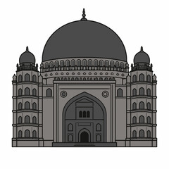 Minimal Gol Gumbaz Vector Icon - Flat Design Karnataka Dome Illustration © isha
