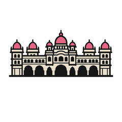 Obraz premium Minimal Mysore Palace Vector Icon - Flat Design Karnataka Royal Residence