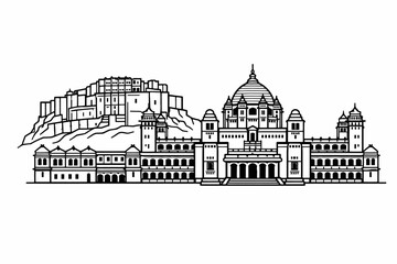 Obraz premium Minimal Jodhpur Palace Vector Icon - Flat Design Jodhpur Landmark