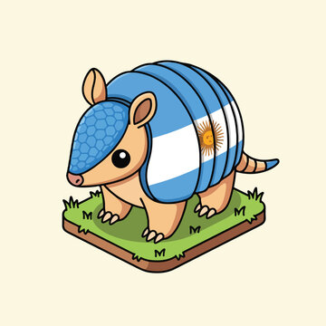 Cute armadillo with Argentina flag pattern