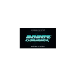 Obraz premium Retro Robot Cyan Gradient Editable 3D Text Effect Style Vector Typography Template for Gaming Poster Social Media Banner