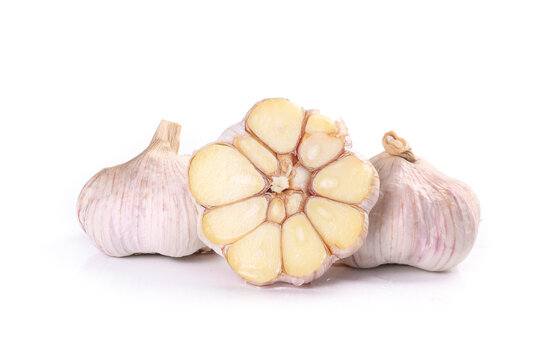 Fresh Purple Skin Garlic Bulbs from Shandong and Henan China - Whole and Cross Section View