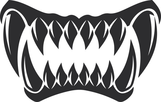 Vector illustration of a monster mouth with sharp teeth isolated on white background