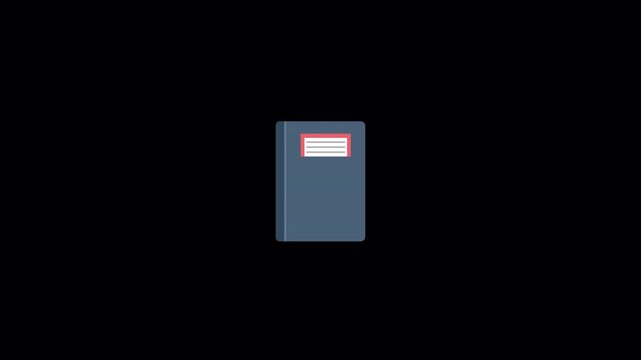 Personal Journal Notebook Scale Pop Up Animation on Alpha Channel