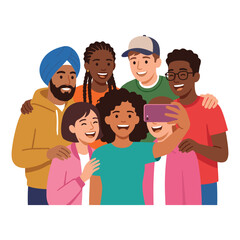 Fototapeta premium Group of diverse friends taking a selfie together