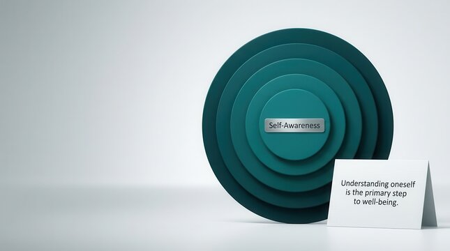 Layered teal circles symbolizing self awareness growth