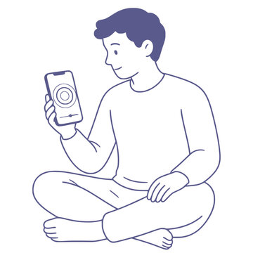 Guided breathing exercise mobile wellness app minimalist vector illustration