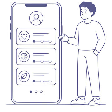 Therapy app onboarding interface minimalist vector illustration